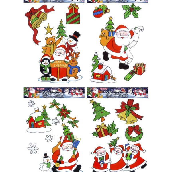 Vetrofania Natalizia Soggetti Natalizi con Babbo Natale