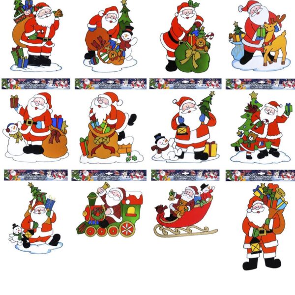 Vetrofania Natalizia Babbo Natale Soggetti Assortiti
