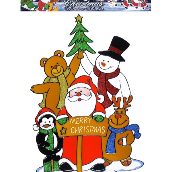 Vetrofania Natalizia Famiglia di Babbo Natale