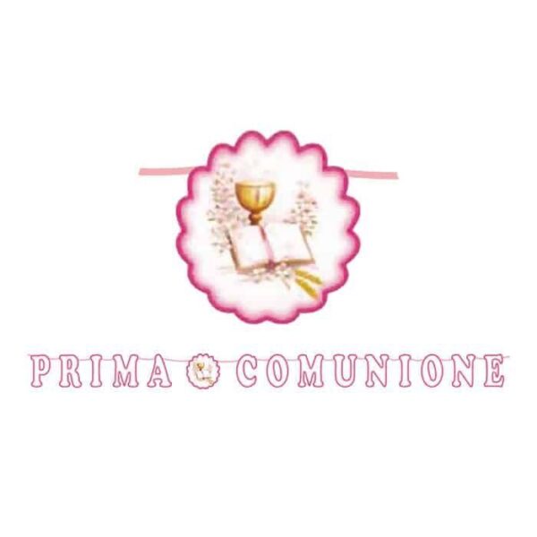 Festone Scritta Maxi Prima Comunione Rosa