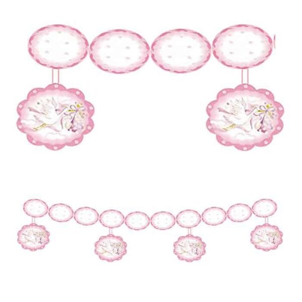 Festone in Carta con Cicogne Rosa