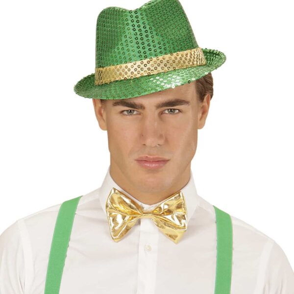 Cappello Verde da Gangster in Paillette