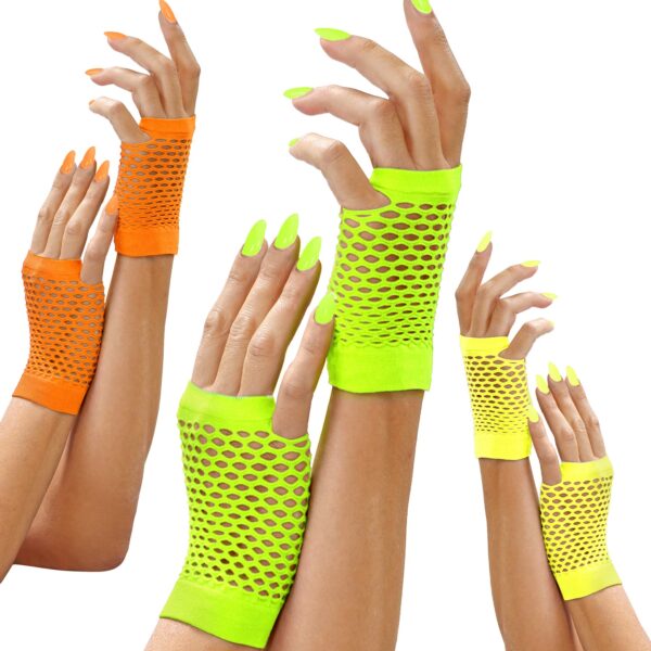 Guanti Corti a Rete Fluorescenti Colori Assortiti
