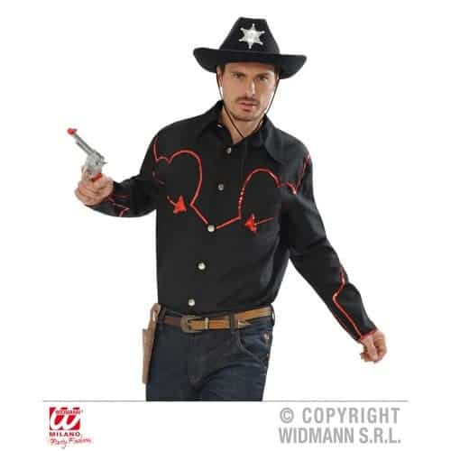 Camicia da Cowboy Nera con Paillettes