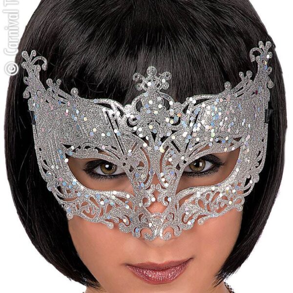 Maschera Argento con Glitter in Plastica