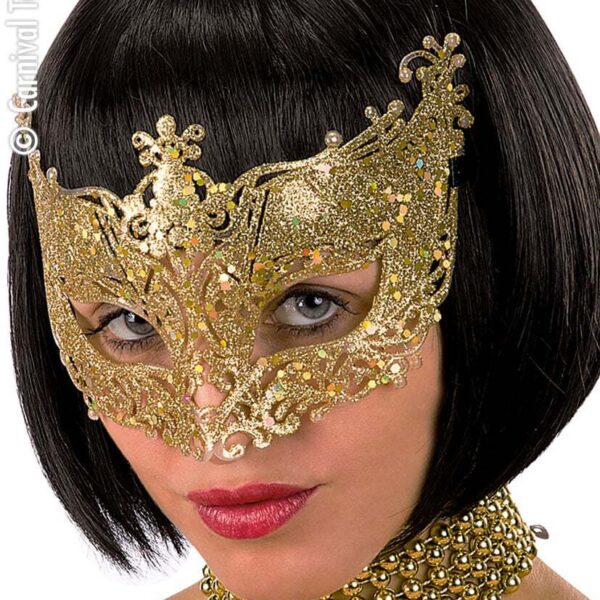 Maschera Oro con Glitter in Plastica