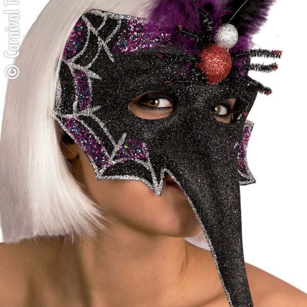 Maschera Nera Viola Naso Lungo