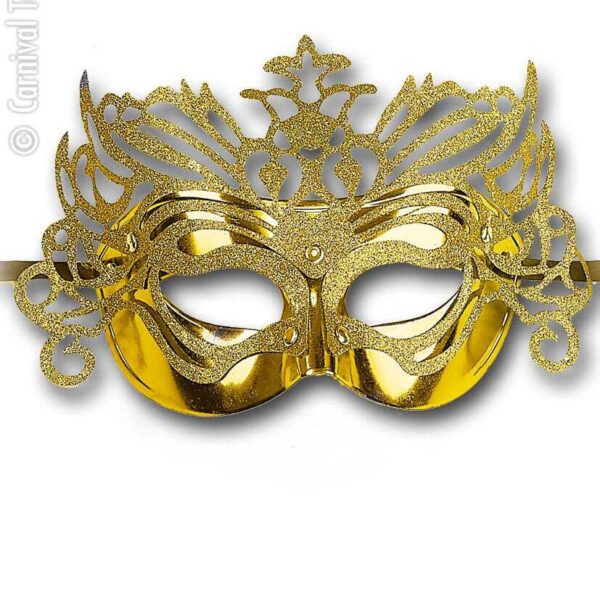 Maschera Oro Glitter in Plastica Rigida