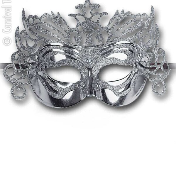 Maschera Argento Glitter in Plastica Rigida