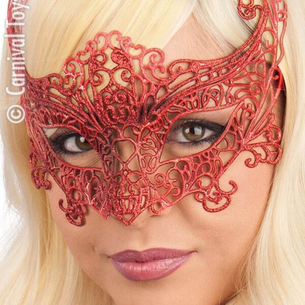 Maschera Rosso con Glitter in Plastica
