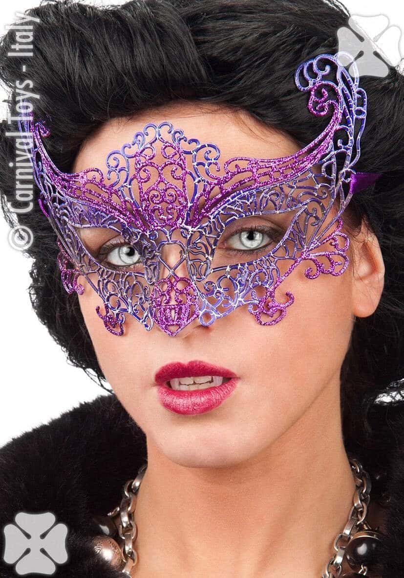 Maschera Gotica Viola Con Brillantini