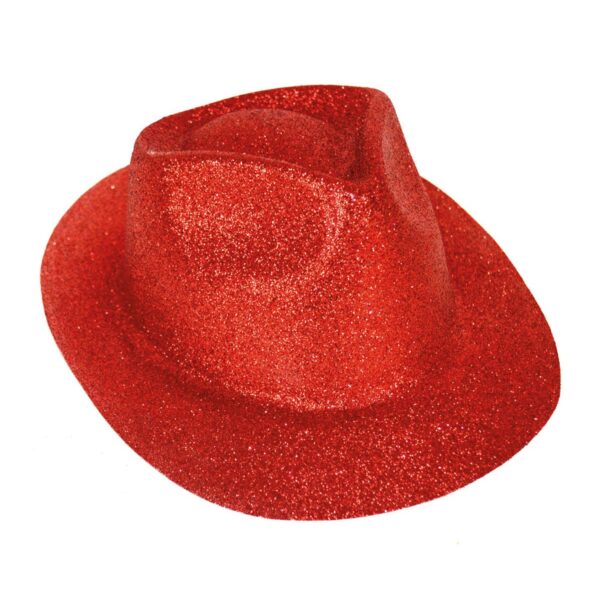 Cappello da Gangster Rosso Glitter in Plastica