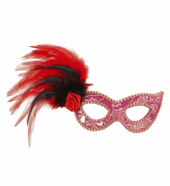 Maschera Rossa con Piume