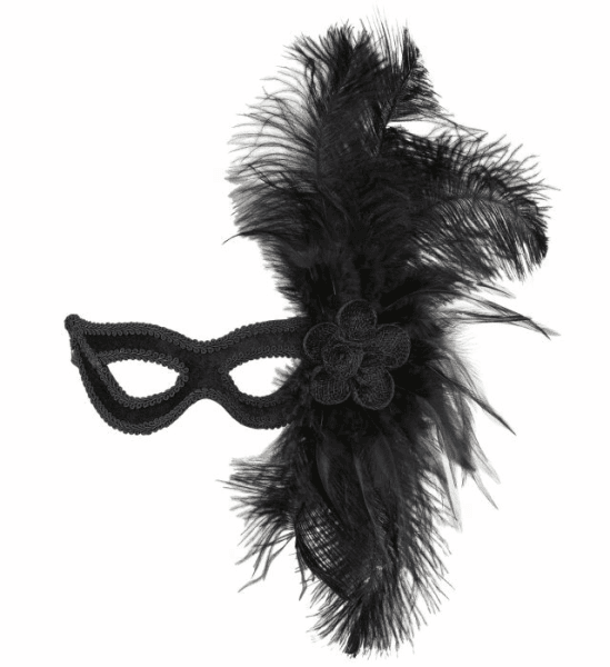 Maschera in Pizzo Nera con Rosa