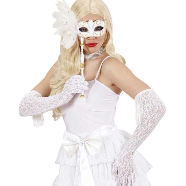 Maschera Domini Bianca su Bastoncino