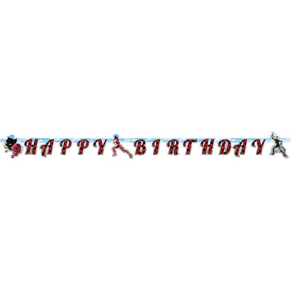 Festone Snodabile di Lady Bug con Scritta Happy Birthday