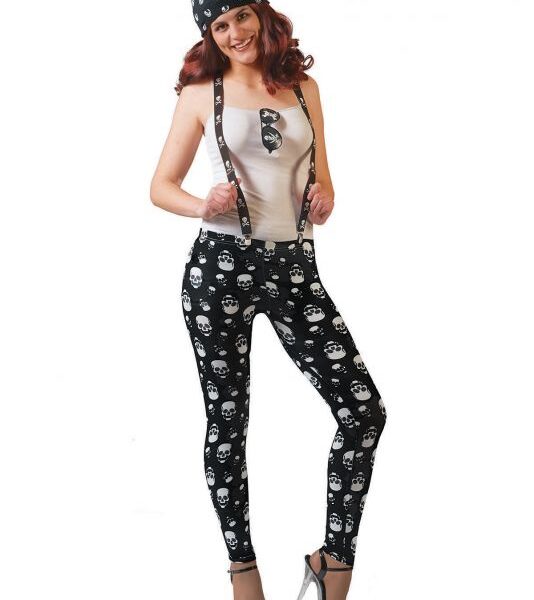 Leggings Nera con Teschi
