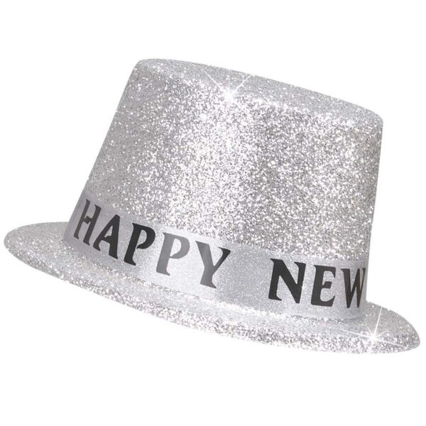 Cilindro Happy New Year Argentato