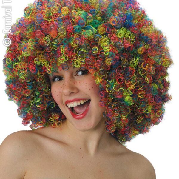Parrucca Super Afro da Clown Multicolore