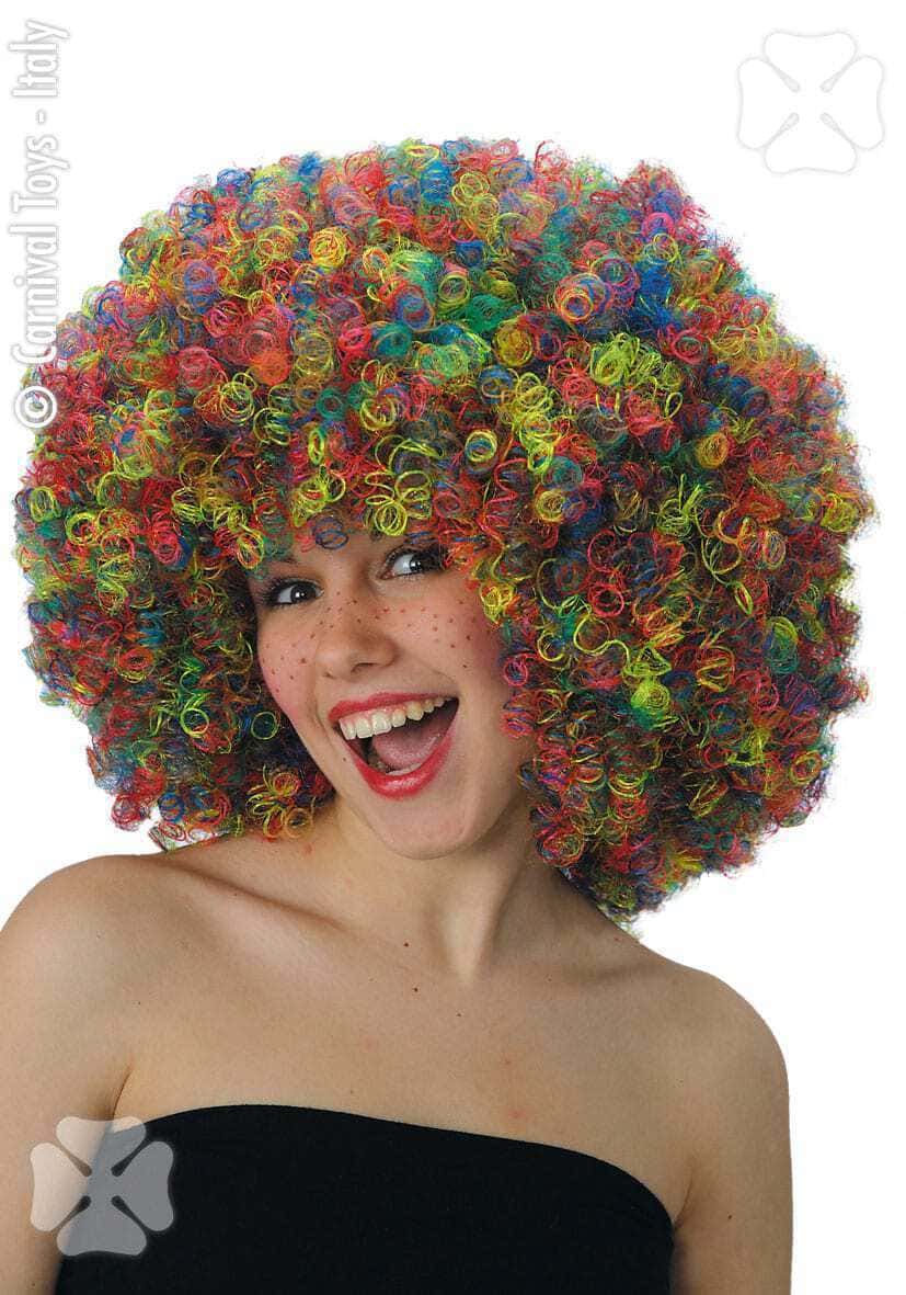 Parrucca Super Afro da Clown Multicolore