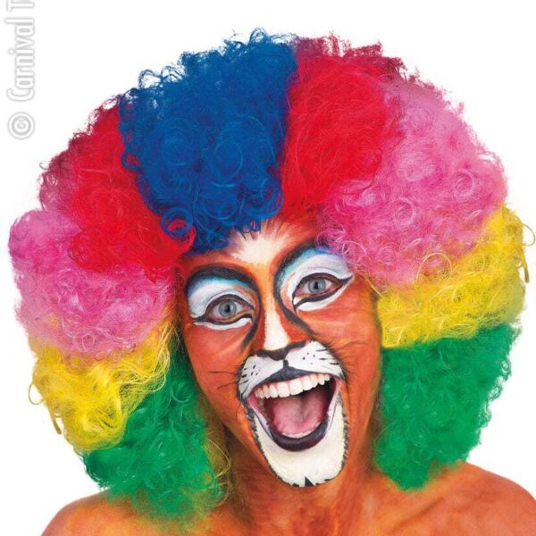 Parrucca Super Afro da Clown Multicolore