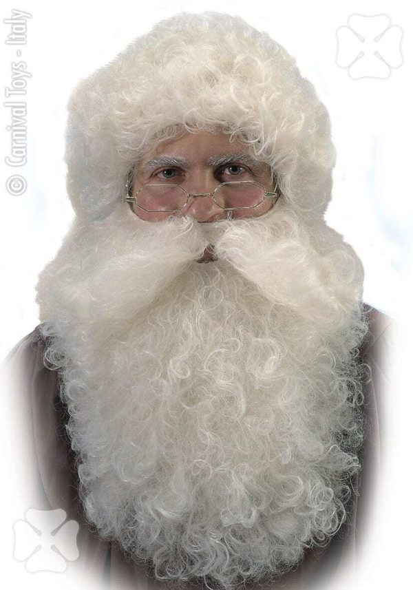 Kit Accessori Babbo Natale - Parrucca, Barba E Guanti Bianchi, Per Travestimenti E Feste Natalizie