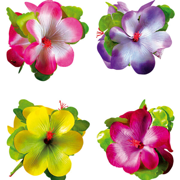 Molletta per Capelli 3 Fiori Ibisco Colori Assortiti