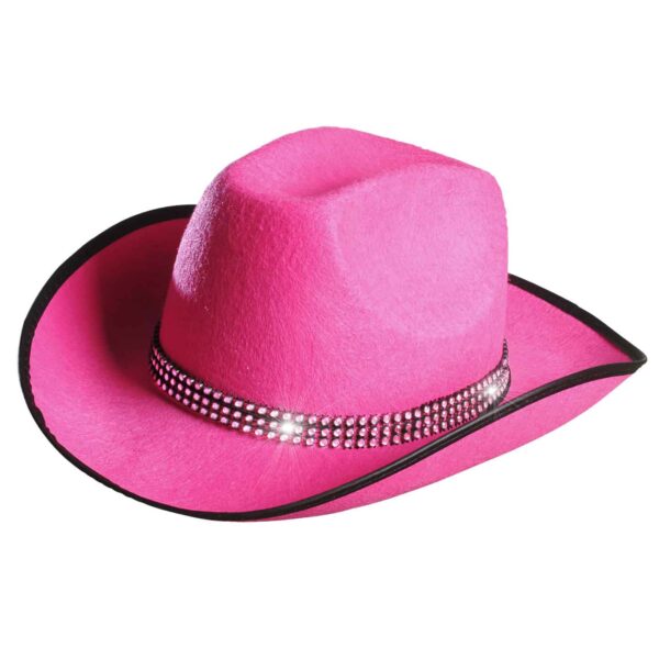 Cappello da Cowboy Rosa con Strass