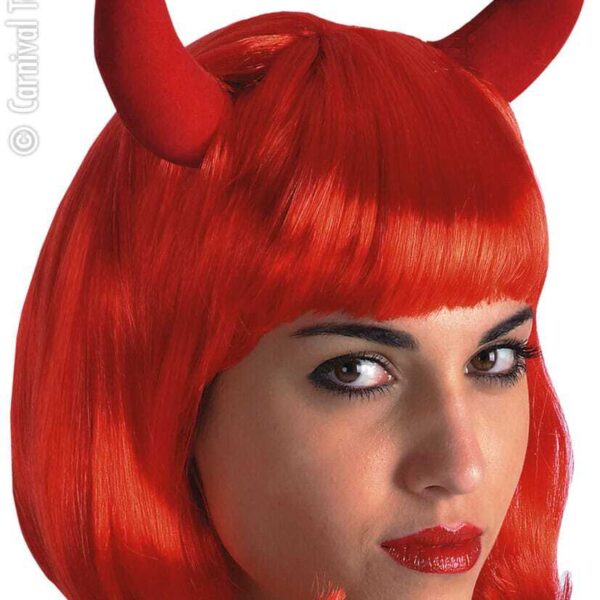 Parrucca da Pin Up Rossa con Corna