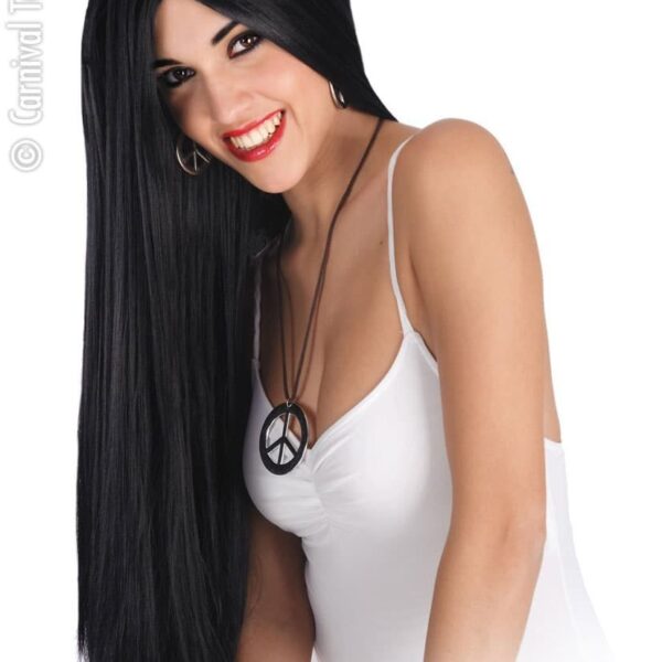 Parrucca Nera Morticia Lunghissima Liscia