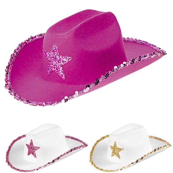 Cappello da Cowgirl con Paillette colori Assortiti