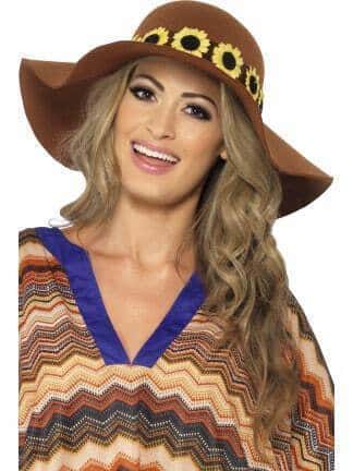 Cappello Marrone con Girasoli Hippie