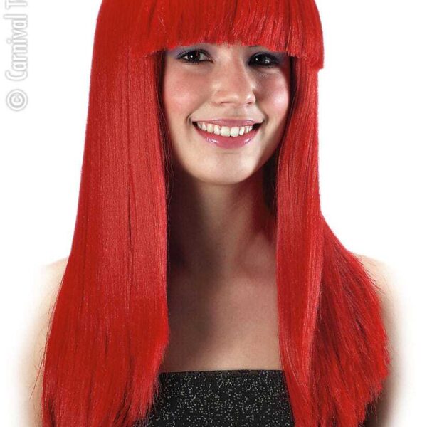 Parrucca Cosmic Rossa Lunga Liscia con Frangia