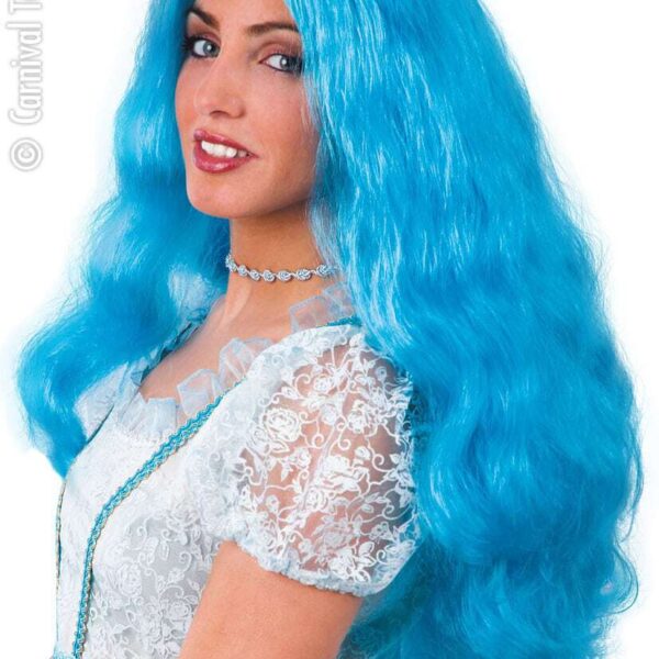 Parrucca Mossa Lunga Azzurra da Sirena