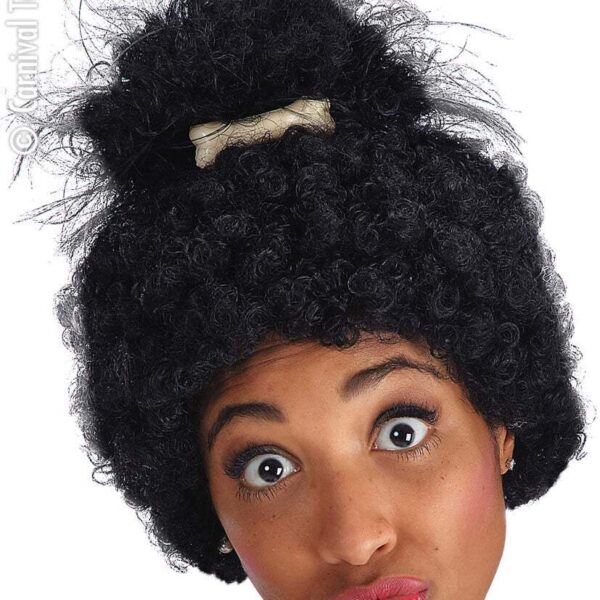 Parrucca Afro Nera con Osso Piccolo
