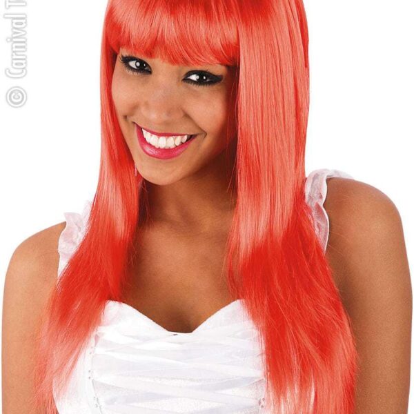 Parrucca Vanity Rossa Liscia Lunga con Frangia