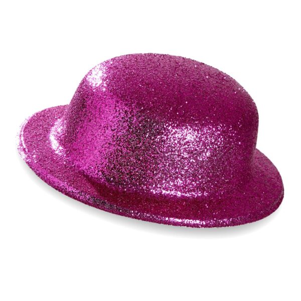Cappello Bombetta Fucsia in Plastica con Brillantini