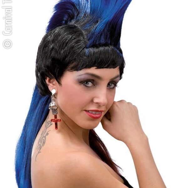 Parrucca Punk Cresta Blu