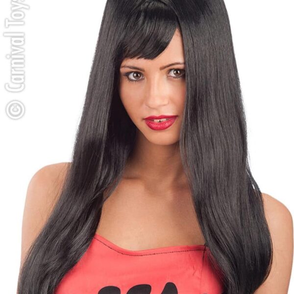 Parrucca Twiggy Nera Liscia Lunga