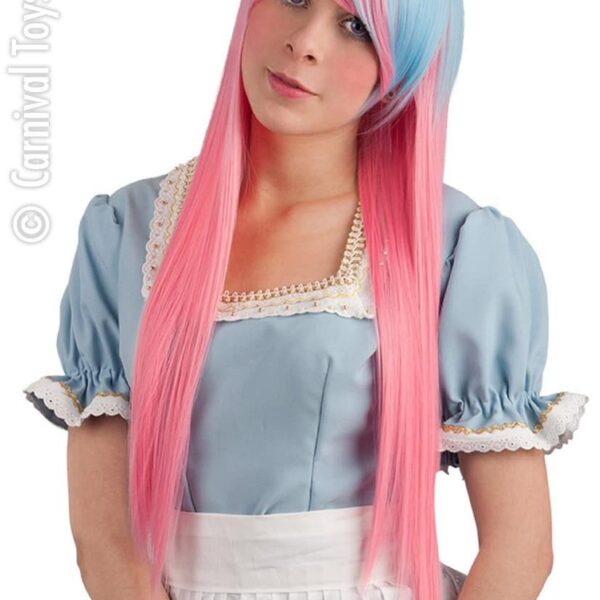 Parrucca Liscia Lunga Azzurra e Rosa
