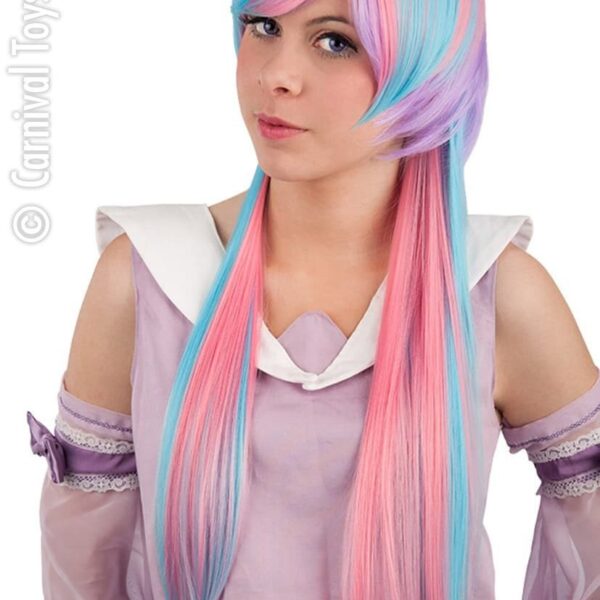 Parrucca Liscia Rosa Azzurra e Viola