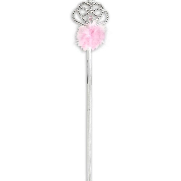 Scettro Argento da Principessa con piume Rosa