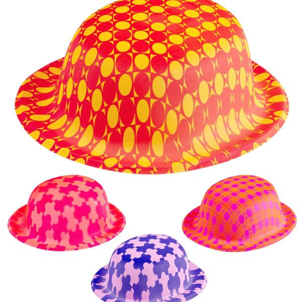 Cappello Bombetta in plastica Fantasie di Colori Fluorescenti