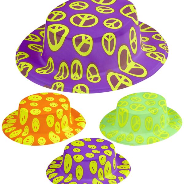 Cappello Cilindro in plastica Fantasie di Colori Fluorescenti