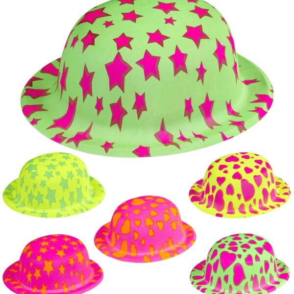 Cappello Bombetta in plastica Fantasie di Colori Fluorescenti