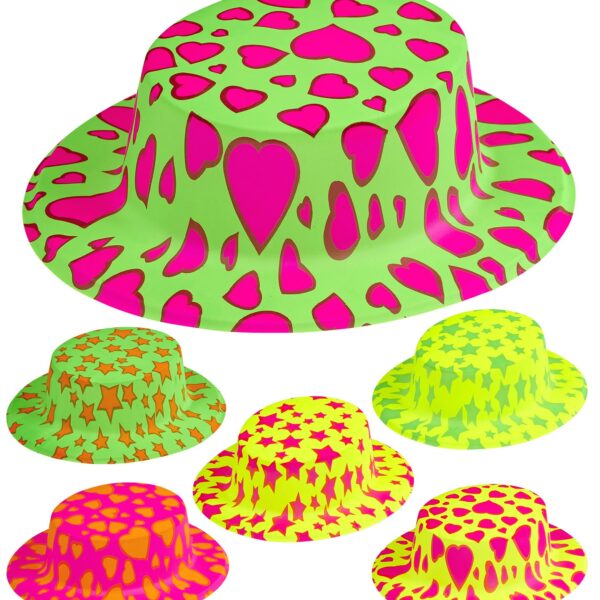 Cappello Cilindro in plastica Fantasie di Colori Fluorescenti