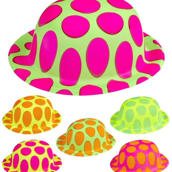 Cappello Bombetta in plastica Fantasie di Colori Fluorescenti