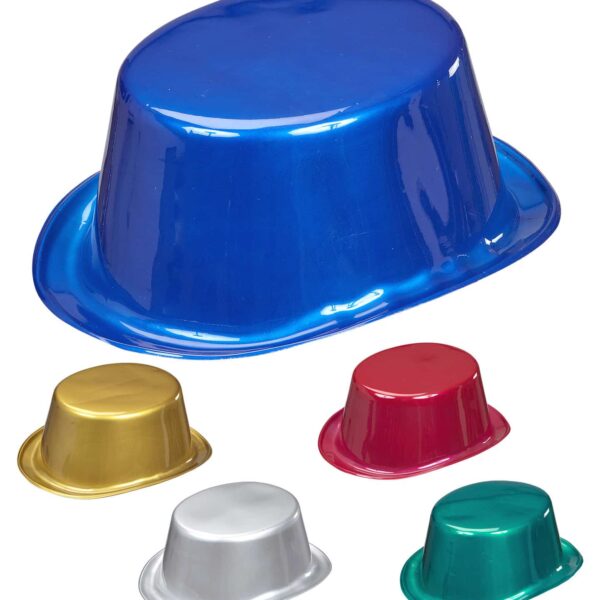 Cappello Cilindro in Plastica colori Assortiti Metallizzati