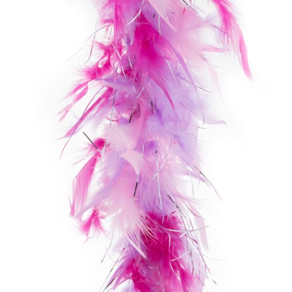 Boa Fucsia Rosa Bianco e FIli di Lamè Argento