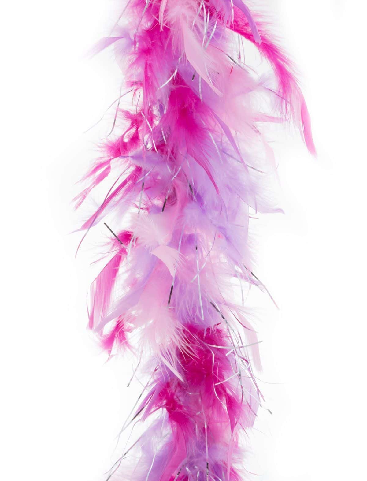 Boa Fucsia Rosa Bianco e FIli di Lamè Argento